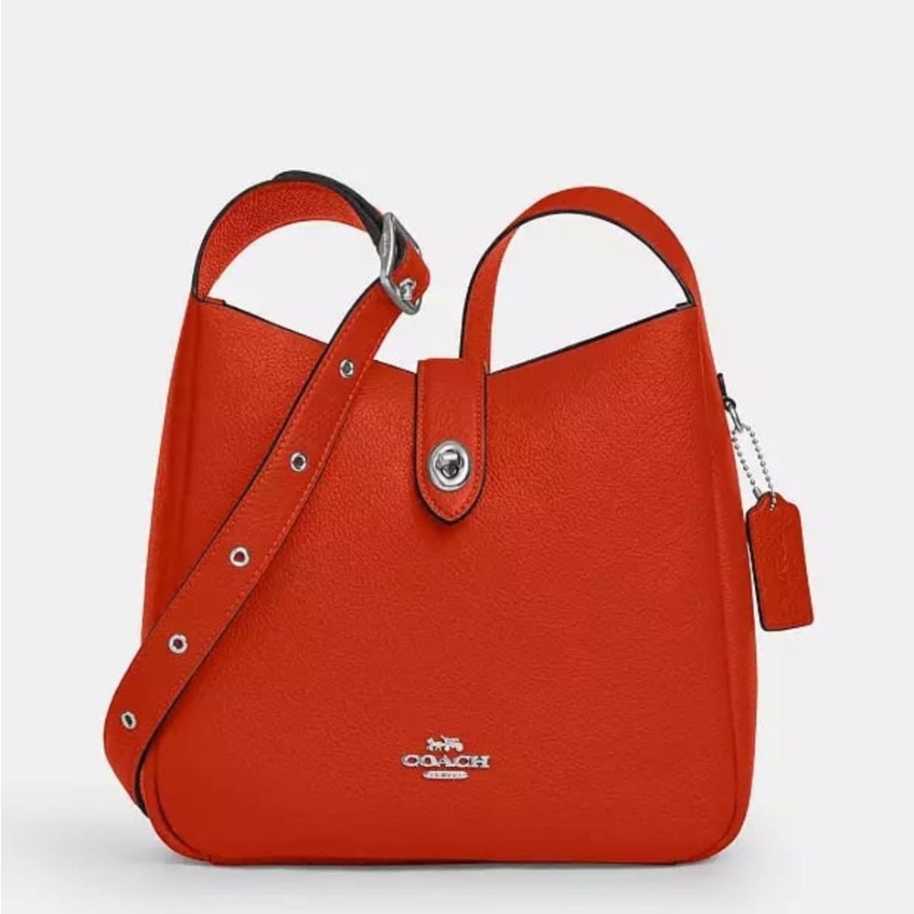 Coach Hadley Leather Convertible Crossbody Bag Deep Orange